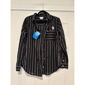 Men's sz M Columbia blue striped button down Columbia PFG shirt #751
